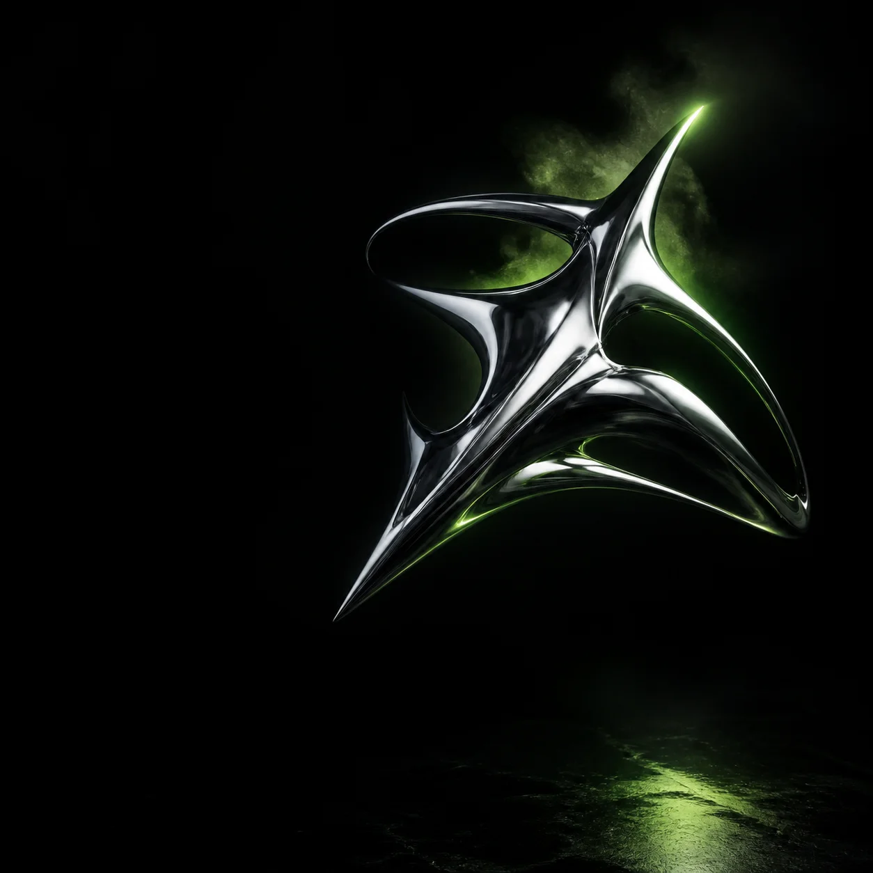 Dark electronic album cover concept with a central sculptural symbol
