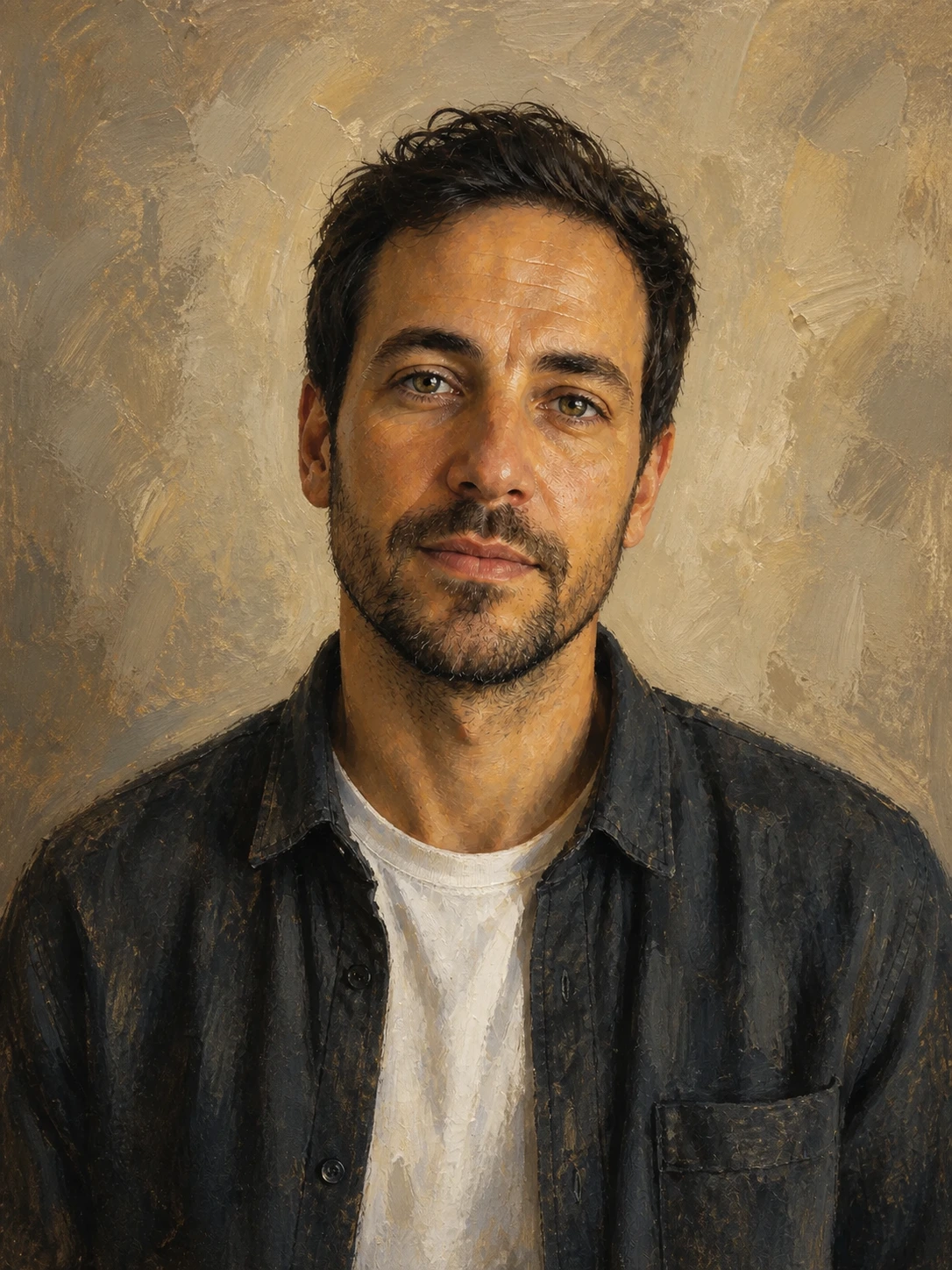 Portrait transformed into warm painterly artwork