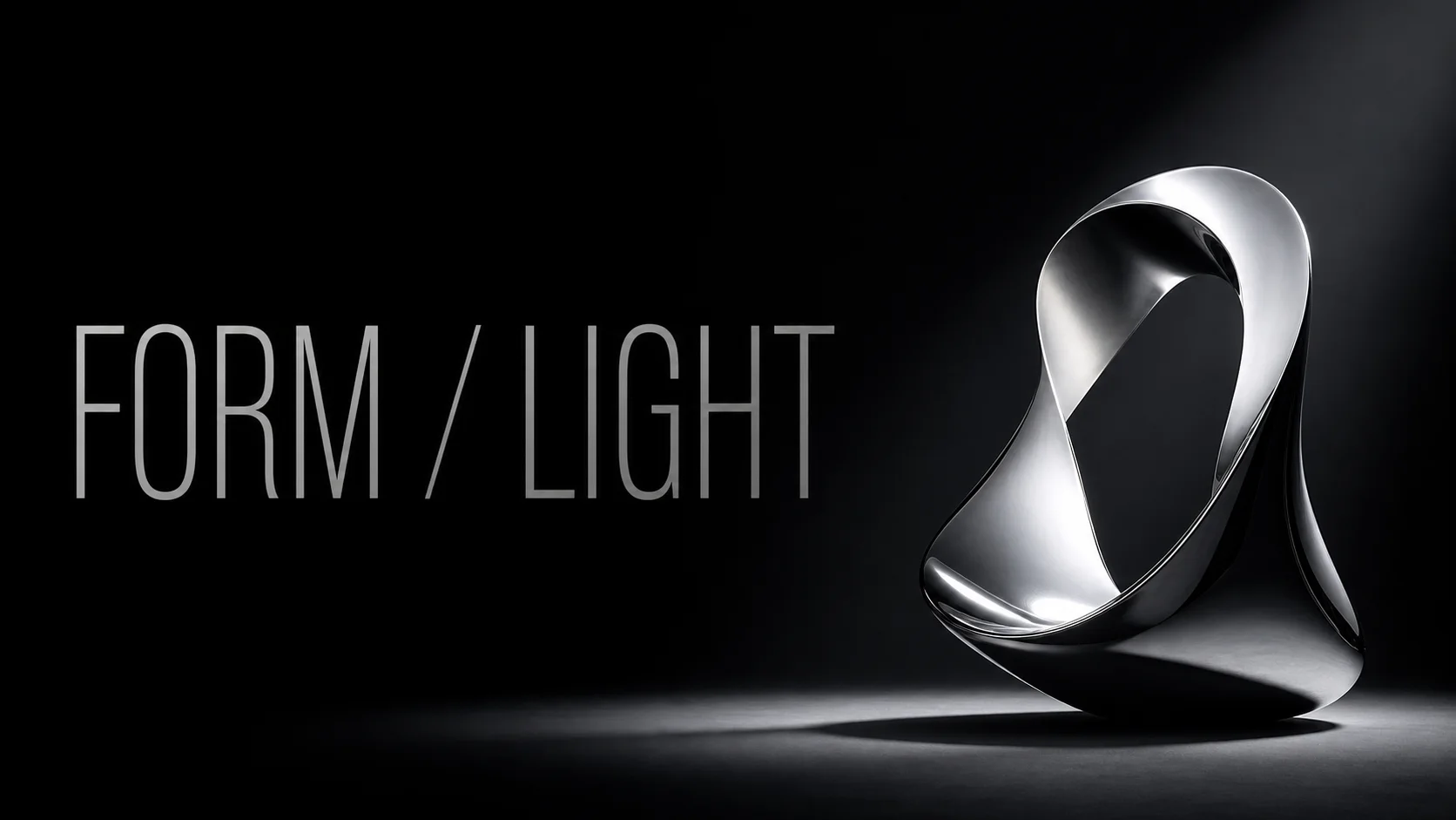 Minimal Form and Light editorial poster with a sculptural object and clean hierarchy