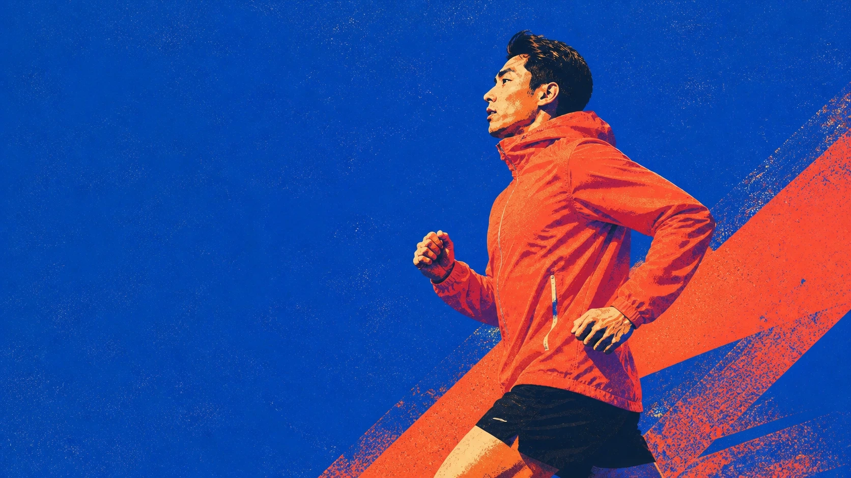 Standalone high-energy running campaign poster guided by a reference photo