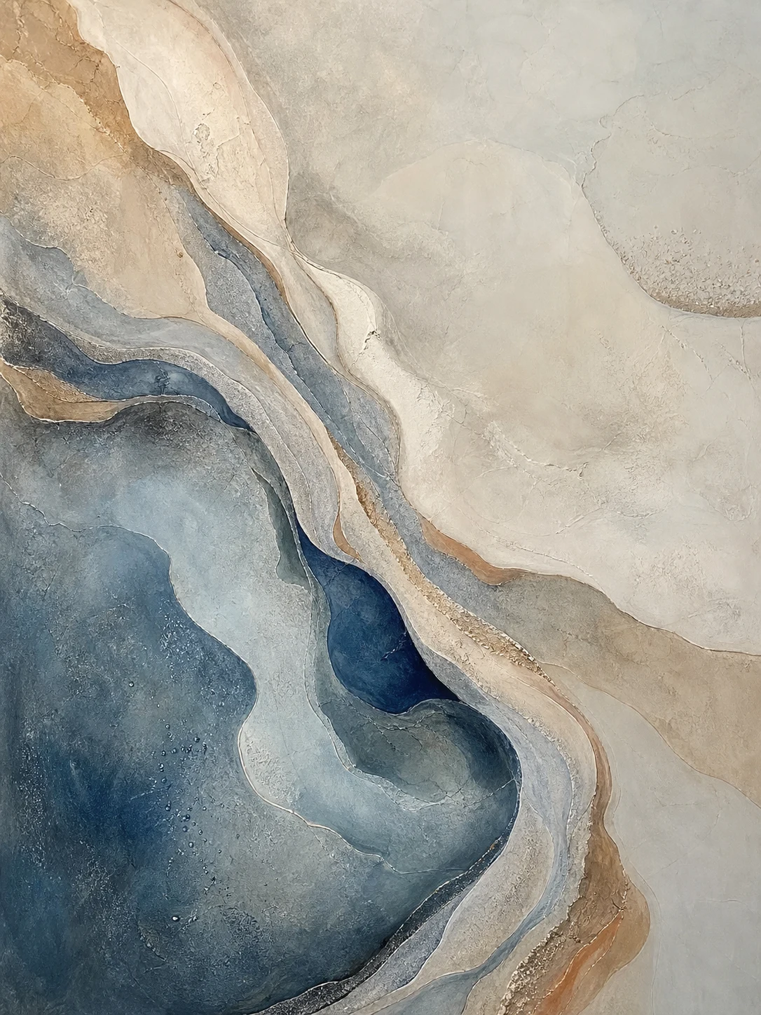 Warm mineral abstract wall art with textured layered forms
