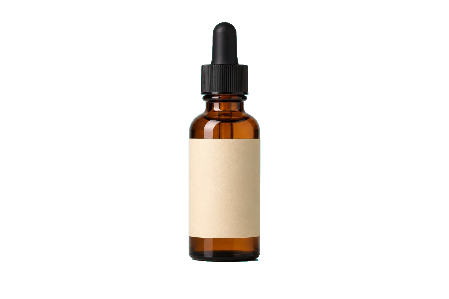 Amber skincare bottle isolated as a transparent PNG after background removal