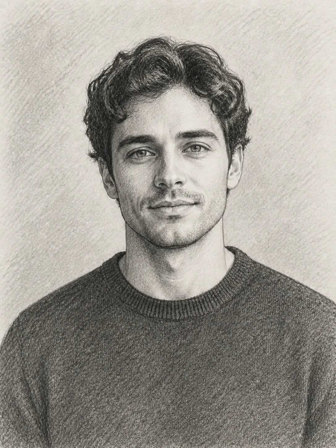 Portrait converted into a delicate graphite pencil drawing