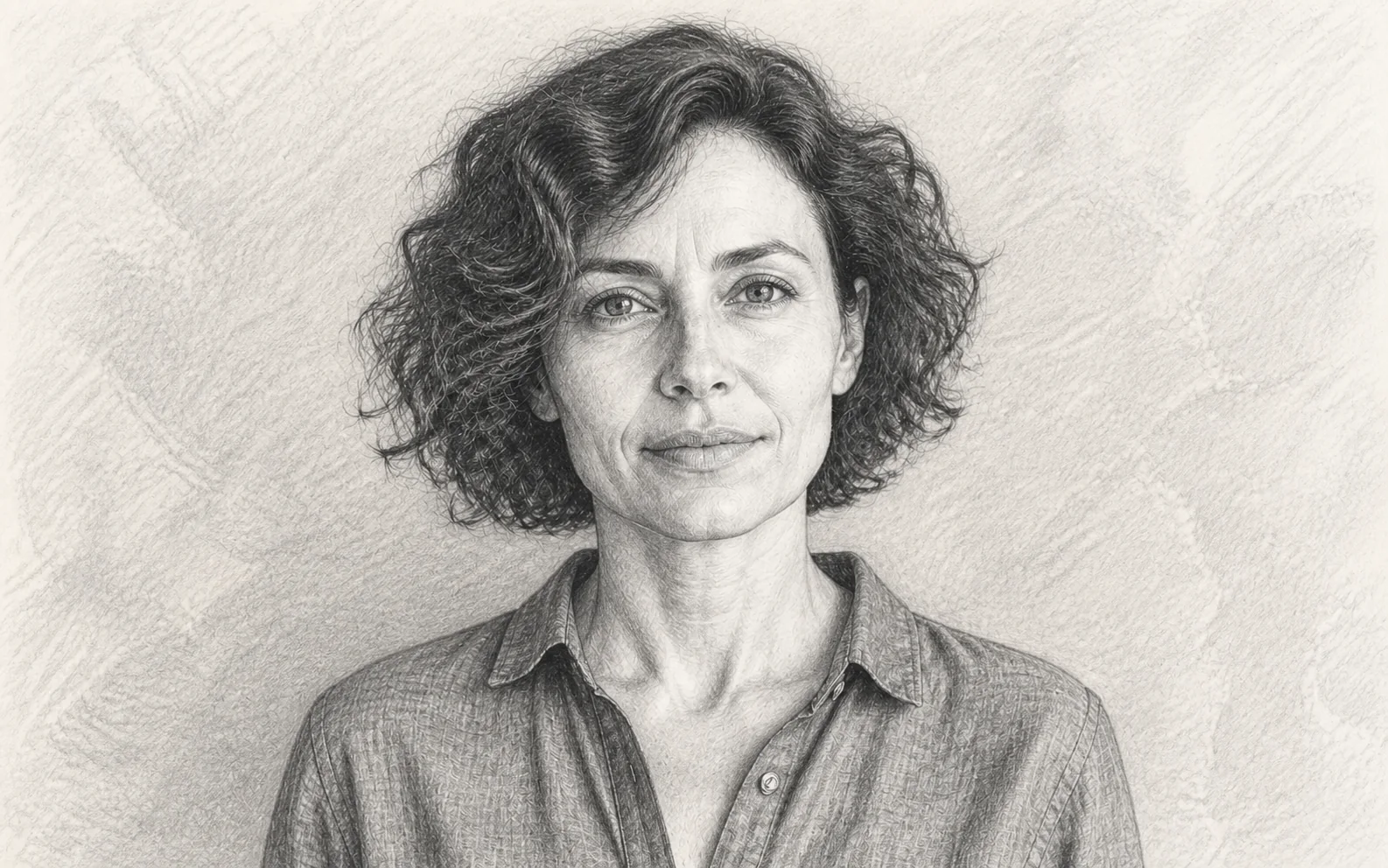 Same portrait converted into a detailed graphite pencil drawing